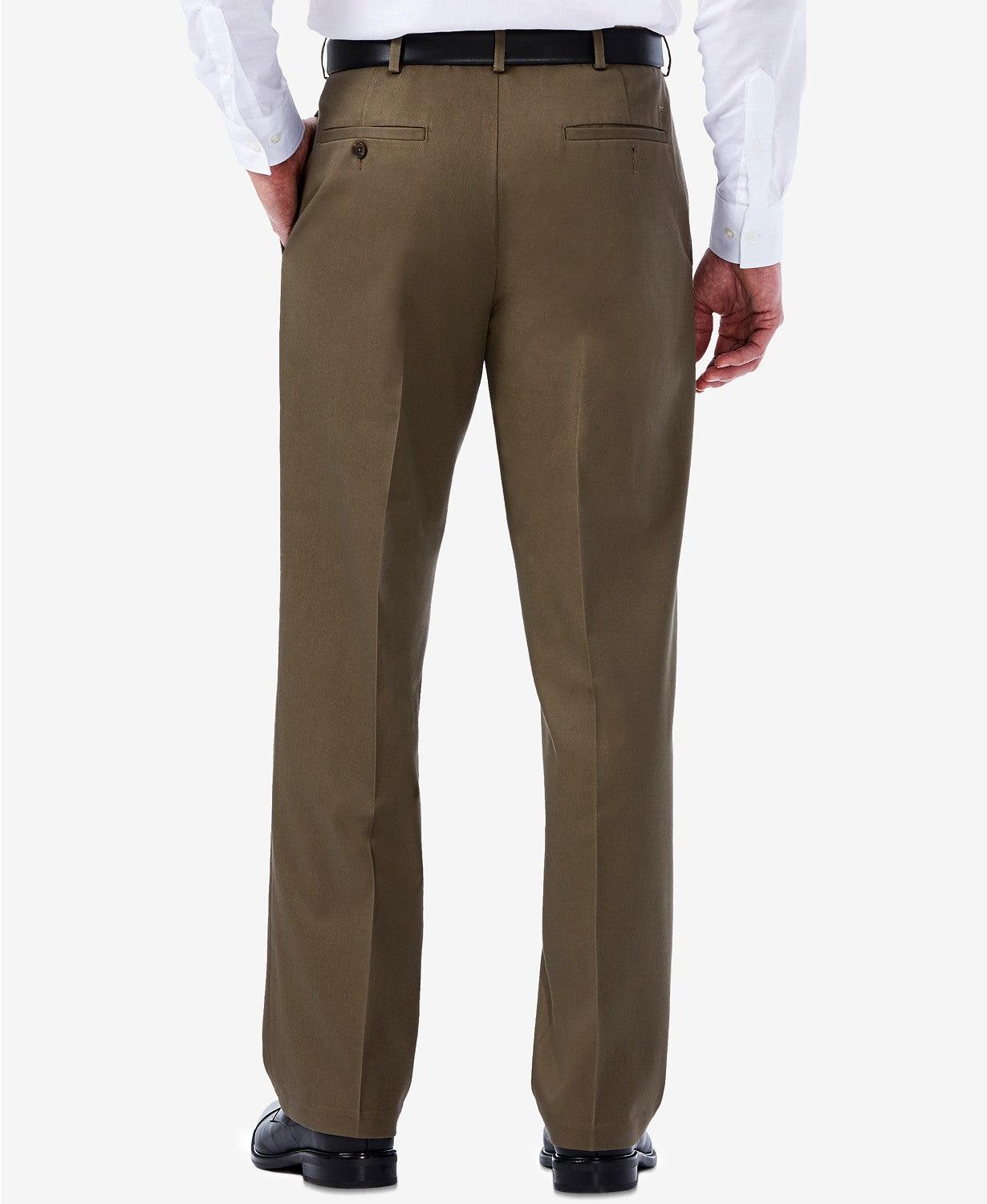 Haggar Mens Classic fit Chinos Pants 34 / 29 Brown Solid Stretch