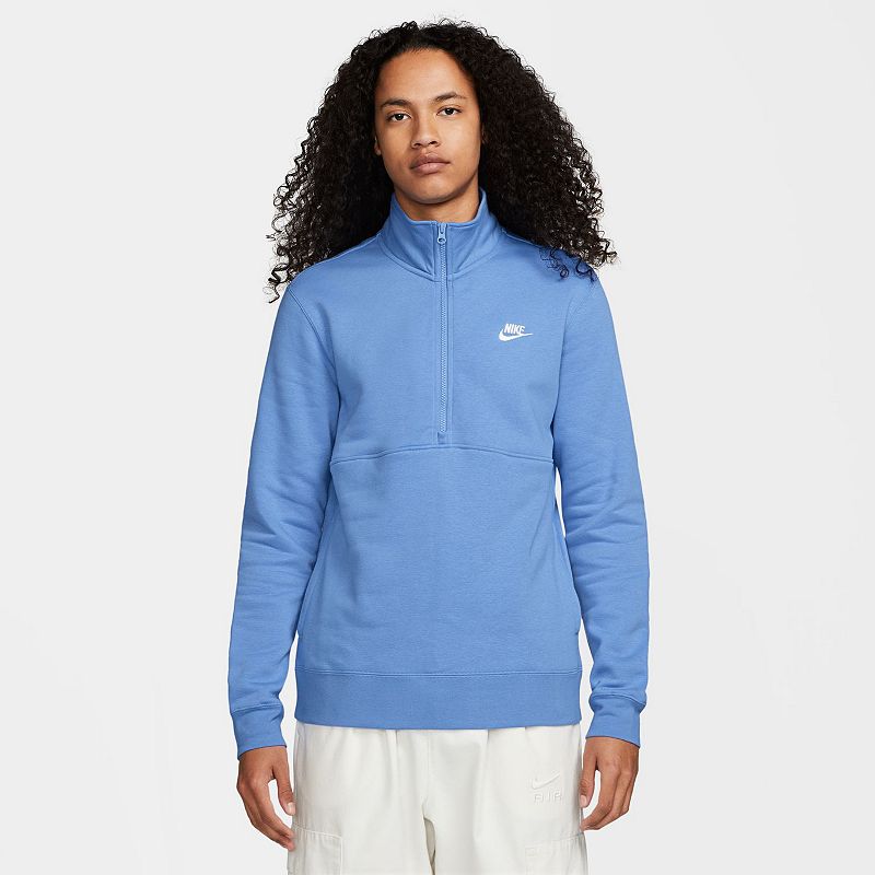 Nike Men's Sportswear Club Brushed Back Half Zip Sweatshirt Blue XXL