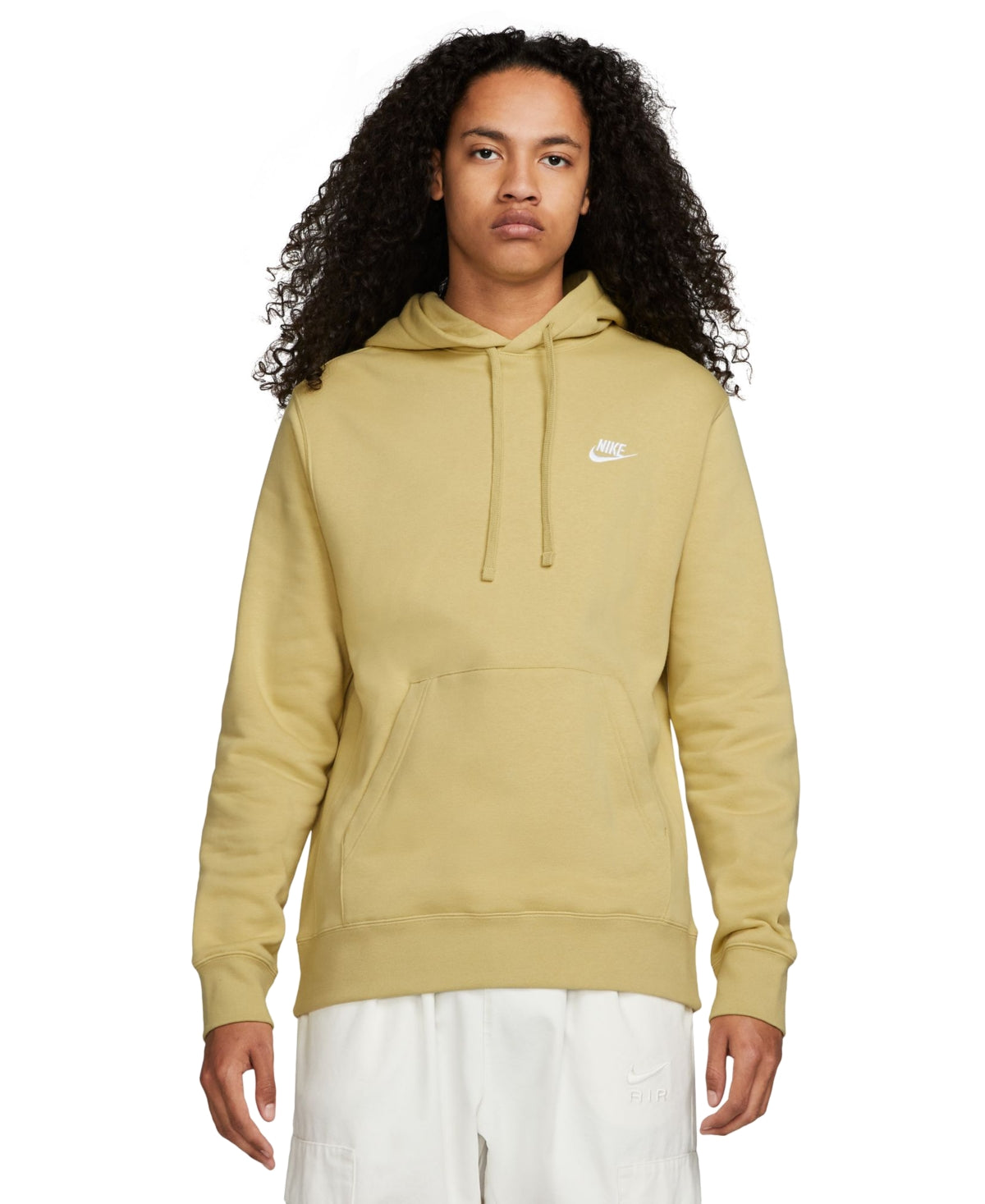 Nike Men's Sportswear Club Fleece Hoodie Sweatshirt Small Gold White