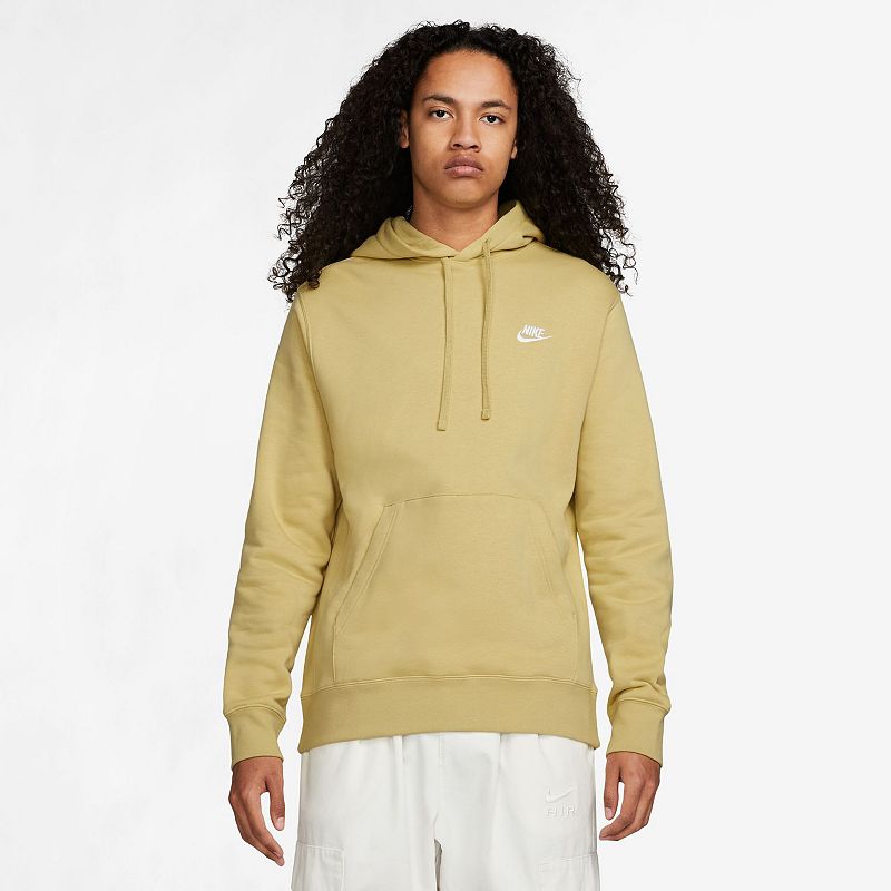 Men's Nike Sportswear Club Fleece Hoodie Sweatshirt Medium Buff Gold / White