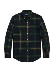 Polo Ralph Lauren Mens Flannel Plaid Custom Fit Button Down Shirt Green Small