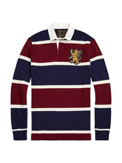 Polo Ralph Lauren Long Sleeve Jersey Stripe Classic Fit Rugby Shirt Medium Red