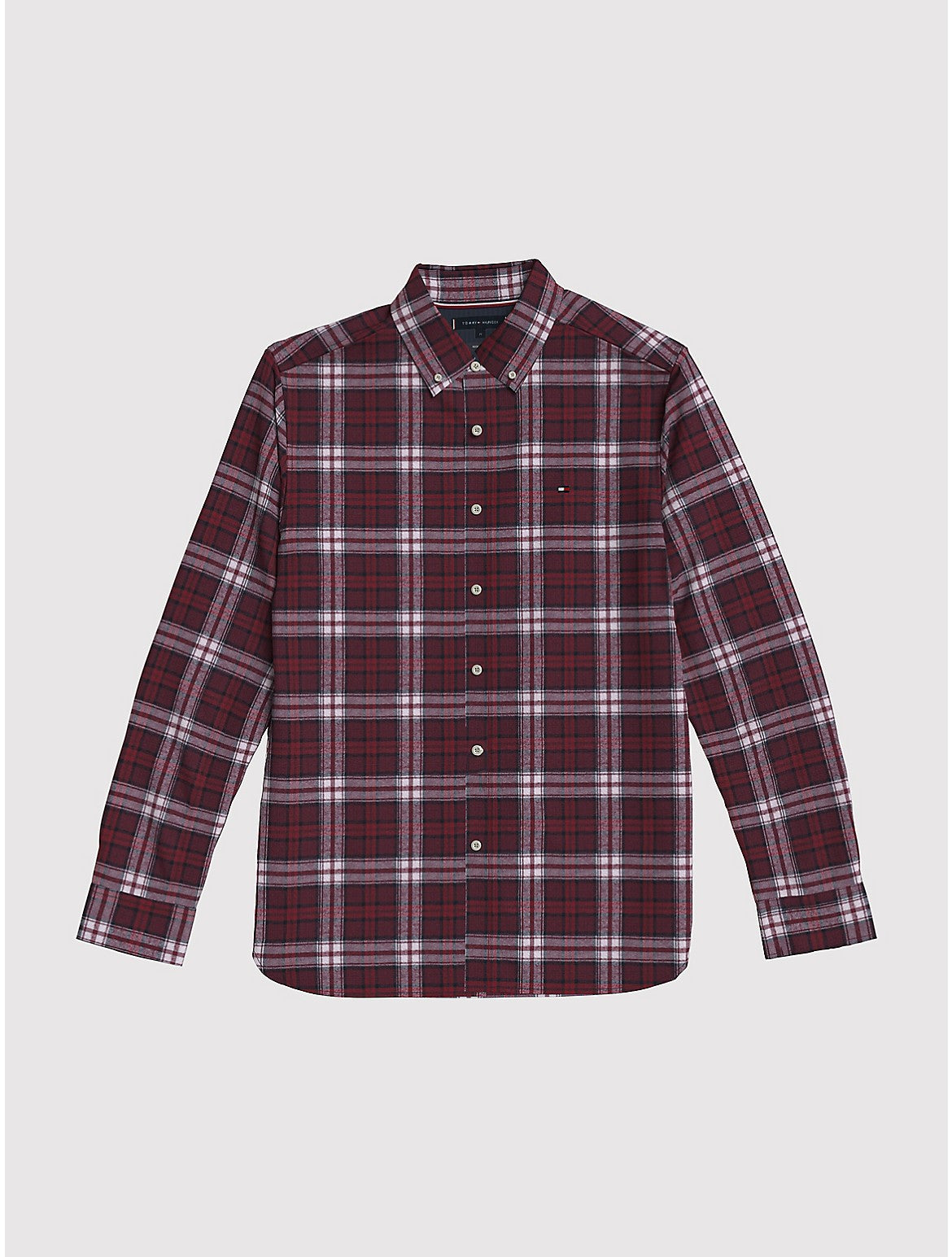 Tommy Hilfiger Mens Regular Fit Brushed Plaid Button Down Shirt  Rouge XL