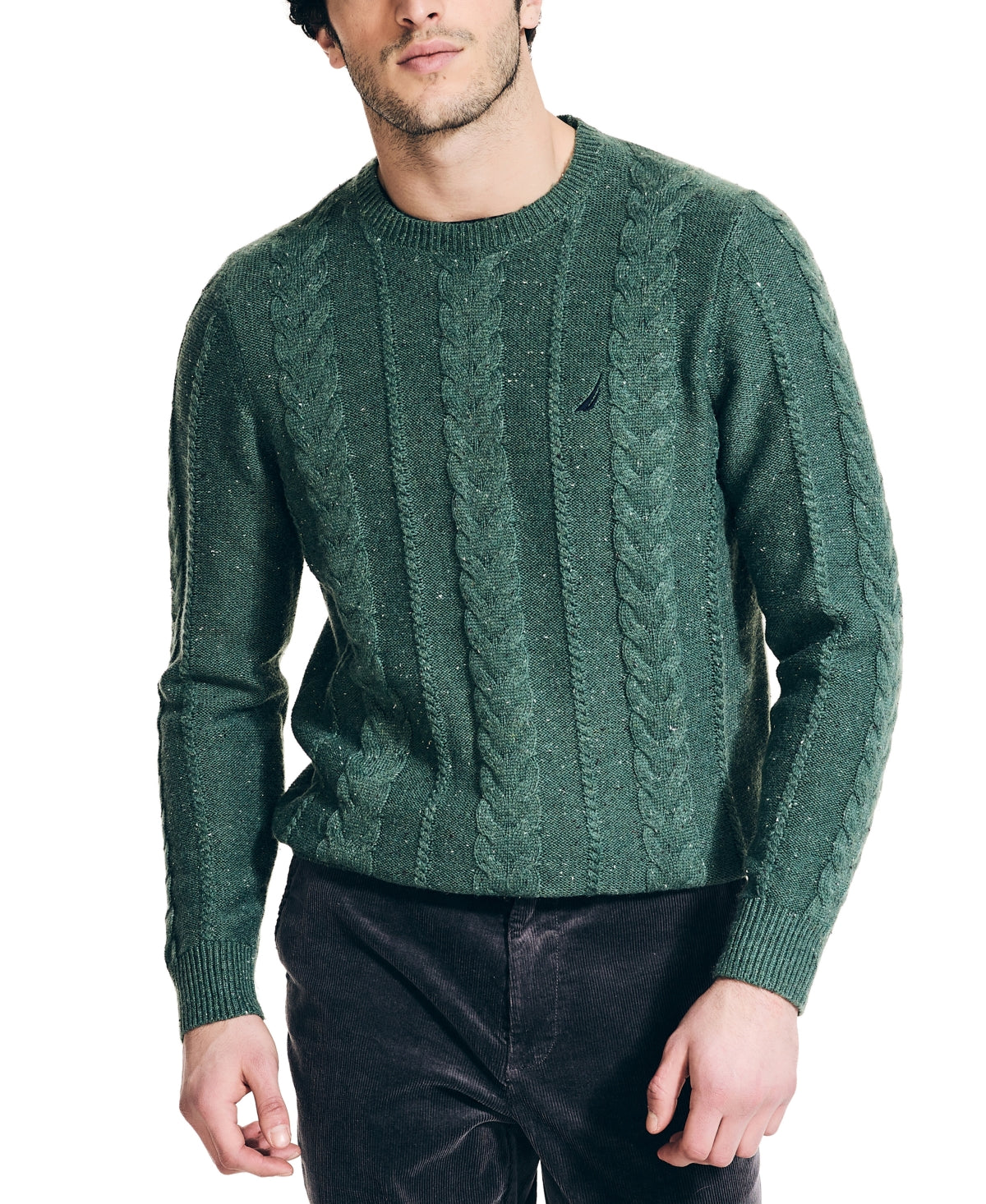 Nautica Men's Cable Knit Pullover Crewneck Sweater Arctic Fern Green XL