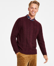Nautica Mens Regular fit Crew Neck Cable Knit Sweater Medium Red Solid