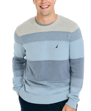 Nautica Mens Regular fit Crewneck Sweater XL Blue Petrol Striped