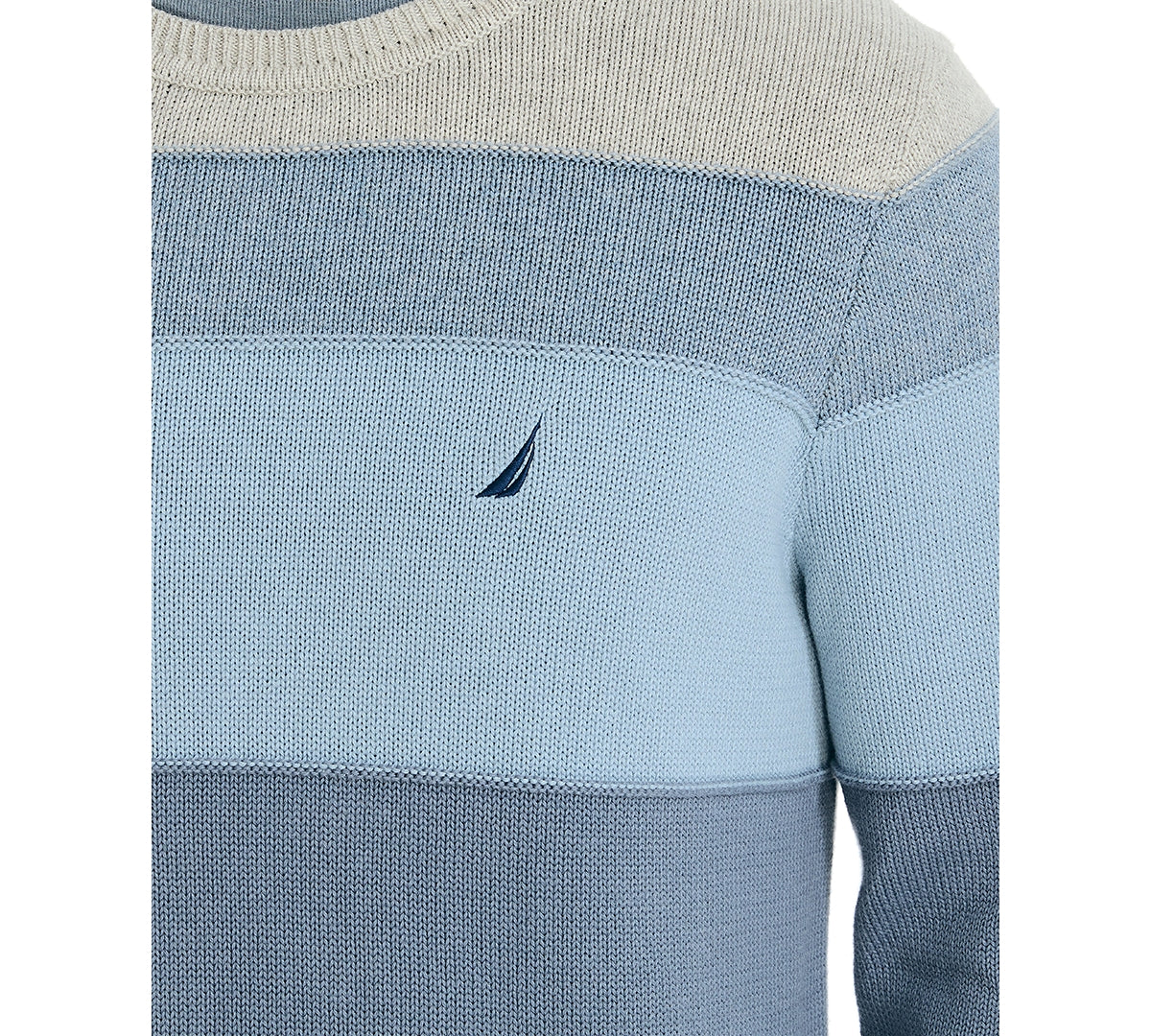 Nautica Men's Striped Long Sleeve Crewneck Sweater Petrol Blue XL