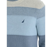 Nautica Men's Striped Long Sleeve Crewneck Sweater Petrol Blue XL