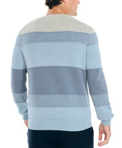 Nautica Men's Striped Long Sleeve Crewneck Sweater Petrol Blue XL