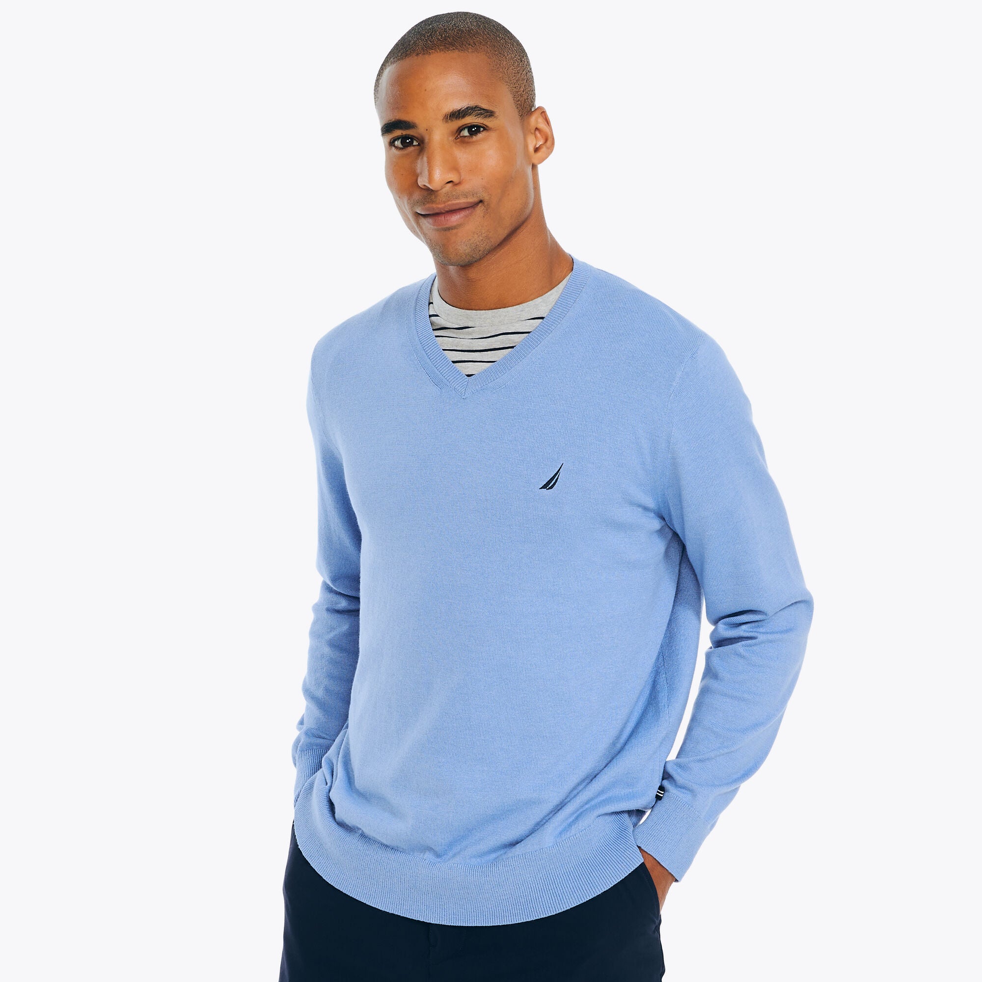 Nautica Men's Navtech Classic Fit V Neck Sweater Cornflower Blue XL