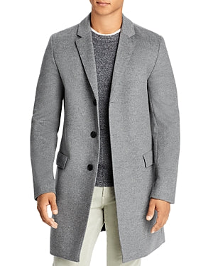 Hugo Boss Mens Migor Slim Fit Two Button Top Coat Overcoat Grey 36R