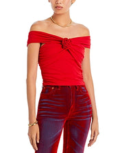 WAYF Womens Belle Off-the-Shoulder Top Size Medium Red