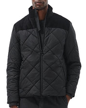 Barbour Men's Elmwood Box Quilted Jacket Black Coat Large