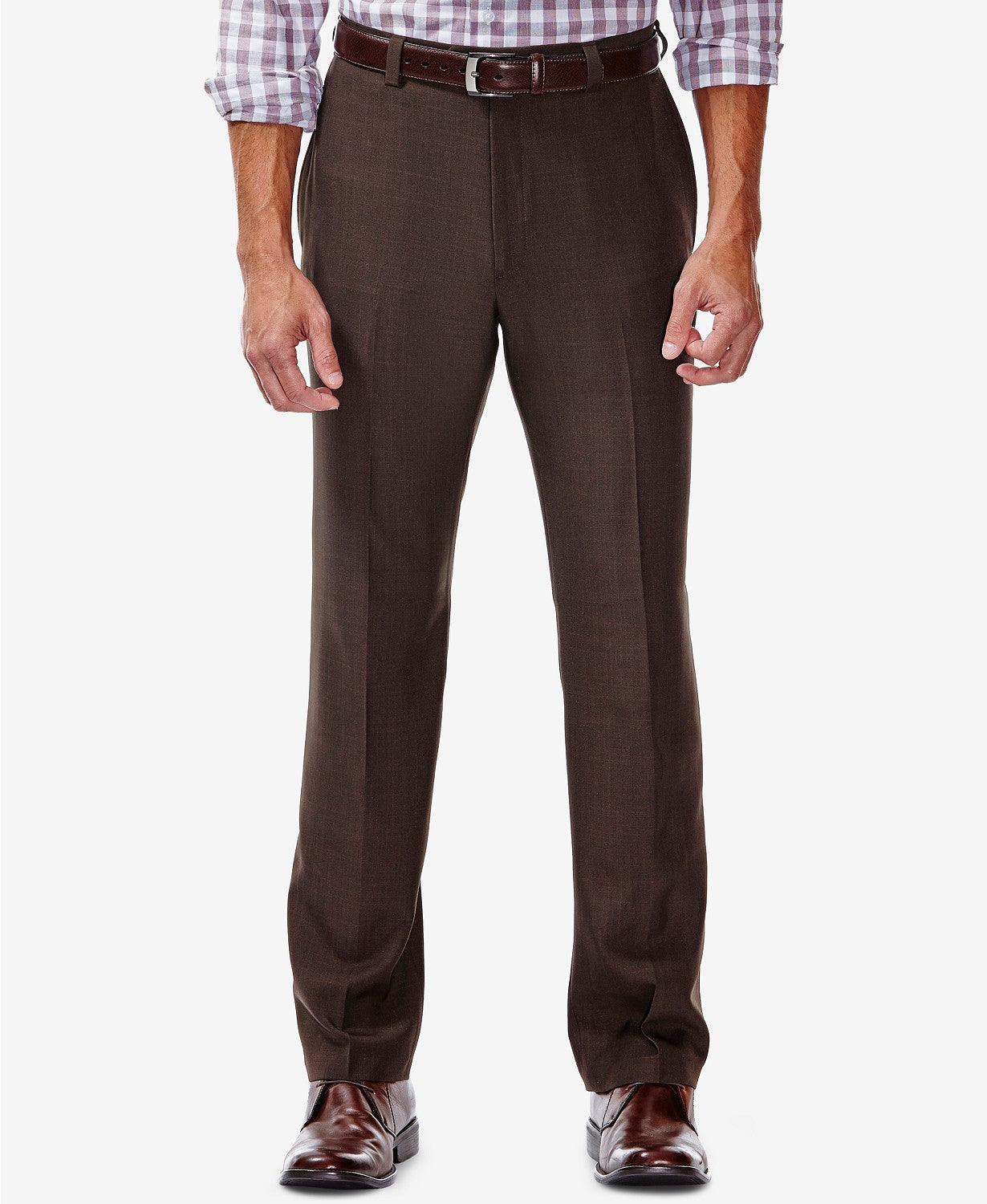 Haggar Mens Classic fit Dress Pants 38 / 30 Brown Solid