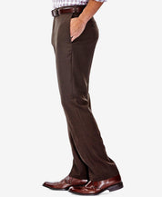 Haggar Mens Classic fit Dress Pants 42 / 29 Brown Solid Stretch