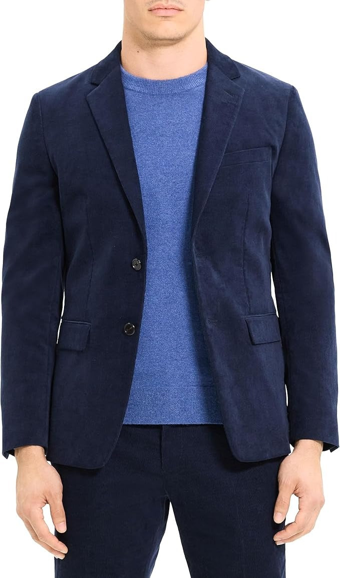 Theory Men's Slim Fit Morton Stretch Corduroy Blazer Sport Coat 36R Navy Blue