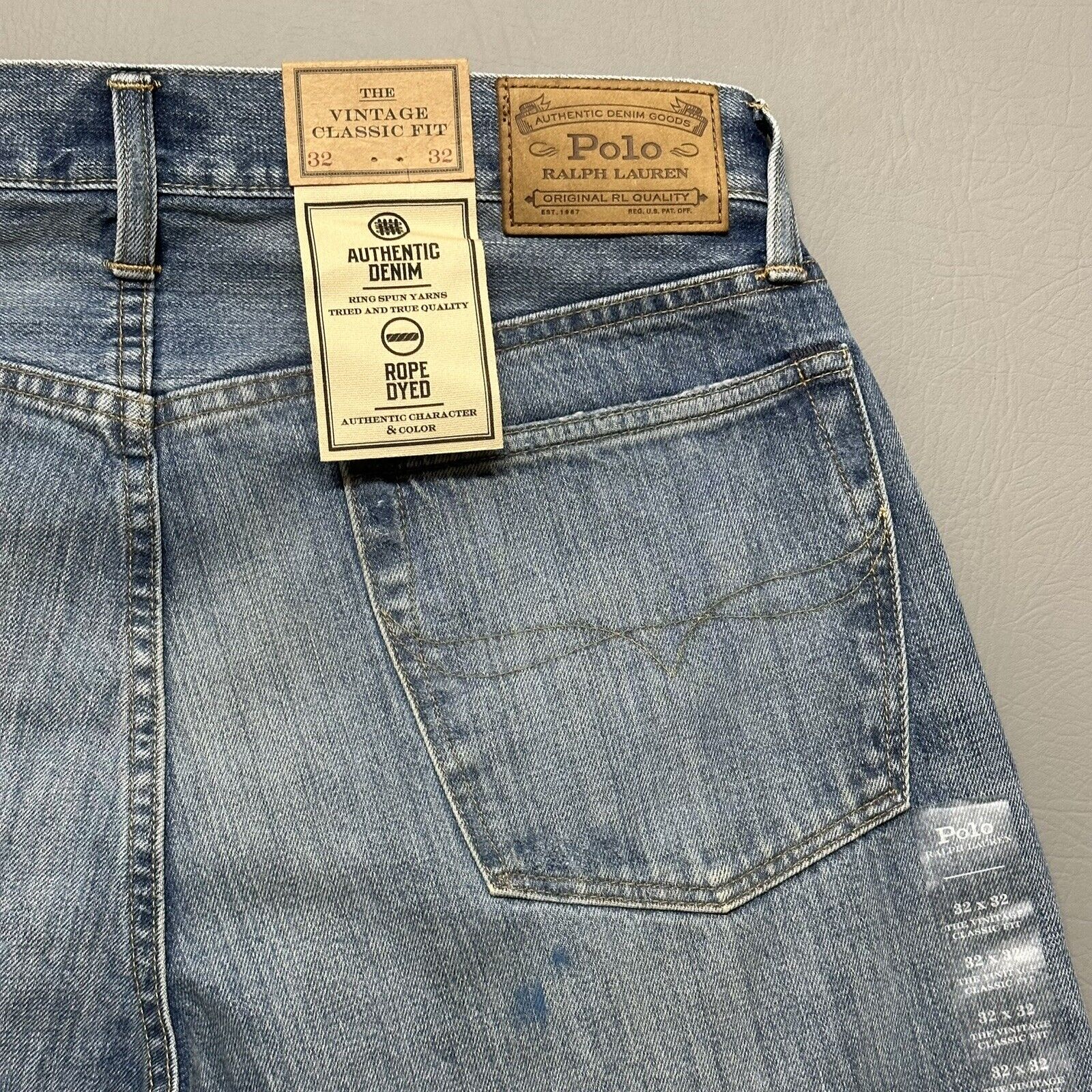 Ralph Lauren Polo Men's Rigid Denim Jeans Surfview Blue 32 x 32
