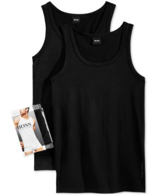 Boss Men's 2 Pack Tank Top Shirt Undershirts  Black Large