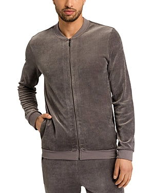 Hanro Mens Favourites Velour Velvet Jacket Large Fresh Grey