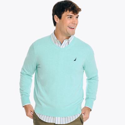 Nautica Men's Navtech Performance Classic Fit Soft V Neck Sweater Mint Green XL