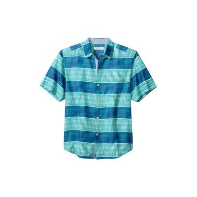 Tommy Bahama Mens Coconut Point Rivera Stripe Button Shirt Large Teal Blue Green