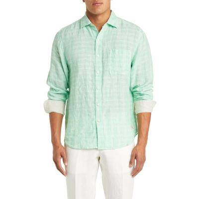 Tommy Bahama Mens Regular fit Long Sleeve Button-Up Shirt Large Green Plaid