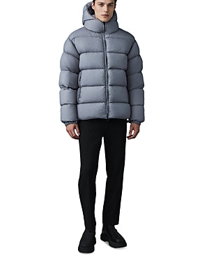 Mackage Adelmo-Lc Nylon Quilted Hooded Down Jacket Size 42 / Large Grey
