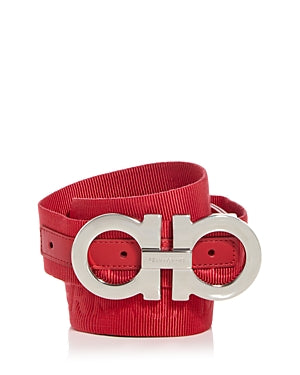 Ferragamo Mens Regular fit Double Gancini Webbed Belt 40 Red