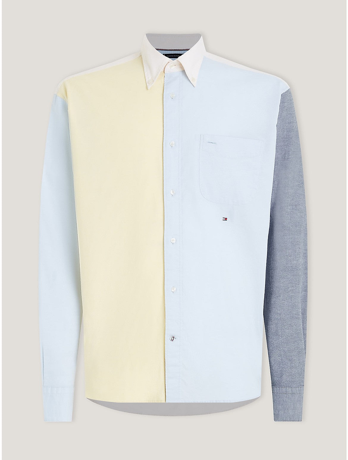 Tommy Hilfiger Mens Regular fit Long Sleeve Button-Up Shirt Large Yellow Blue