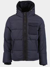 Scotch and Soda Mens Hooded Puffer Jacket Navy Blue Large