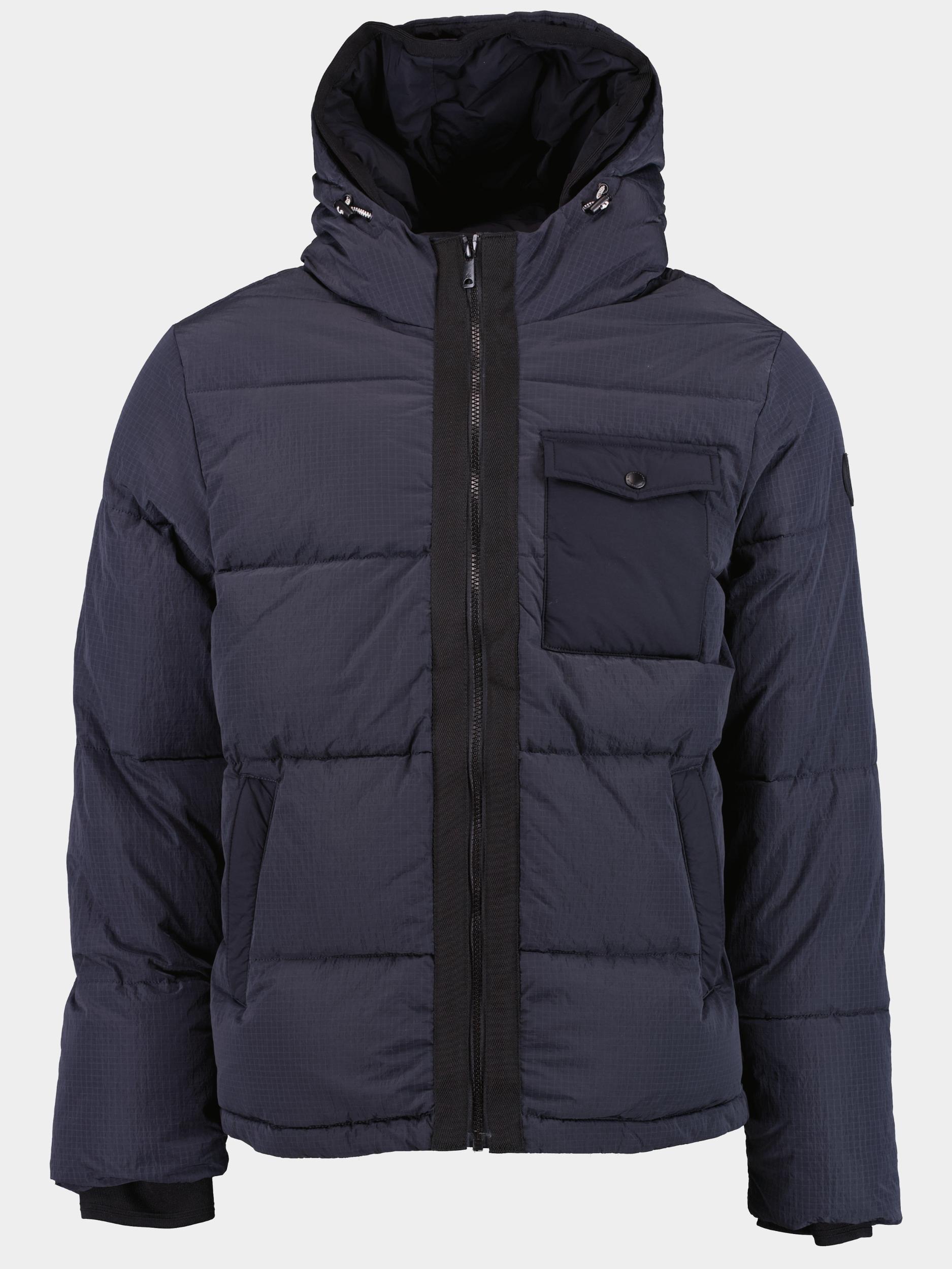 Scotch and Soda Mens Hooded Puffer Jacket Navy Blue Large