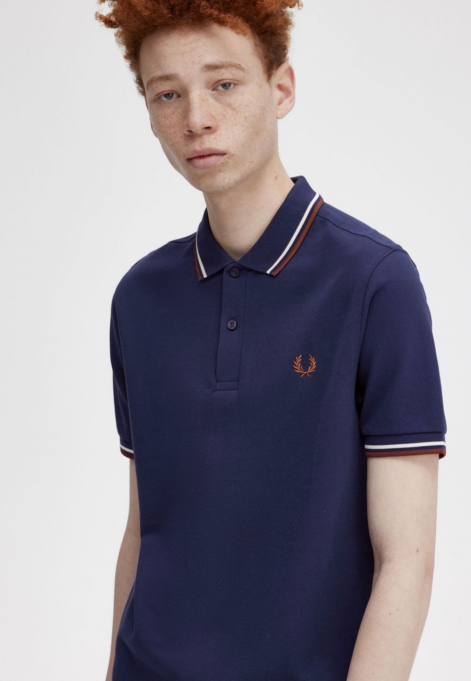 Fred Perry Mens Twin Tipped Polo Shirt  Blue Medium