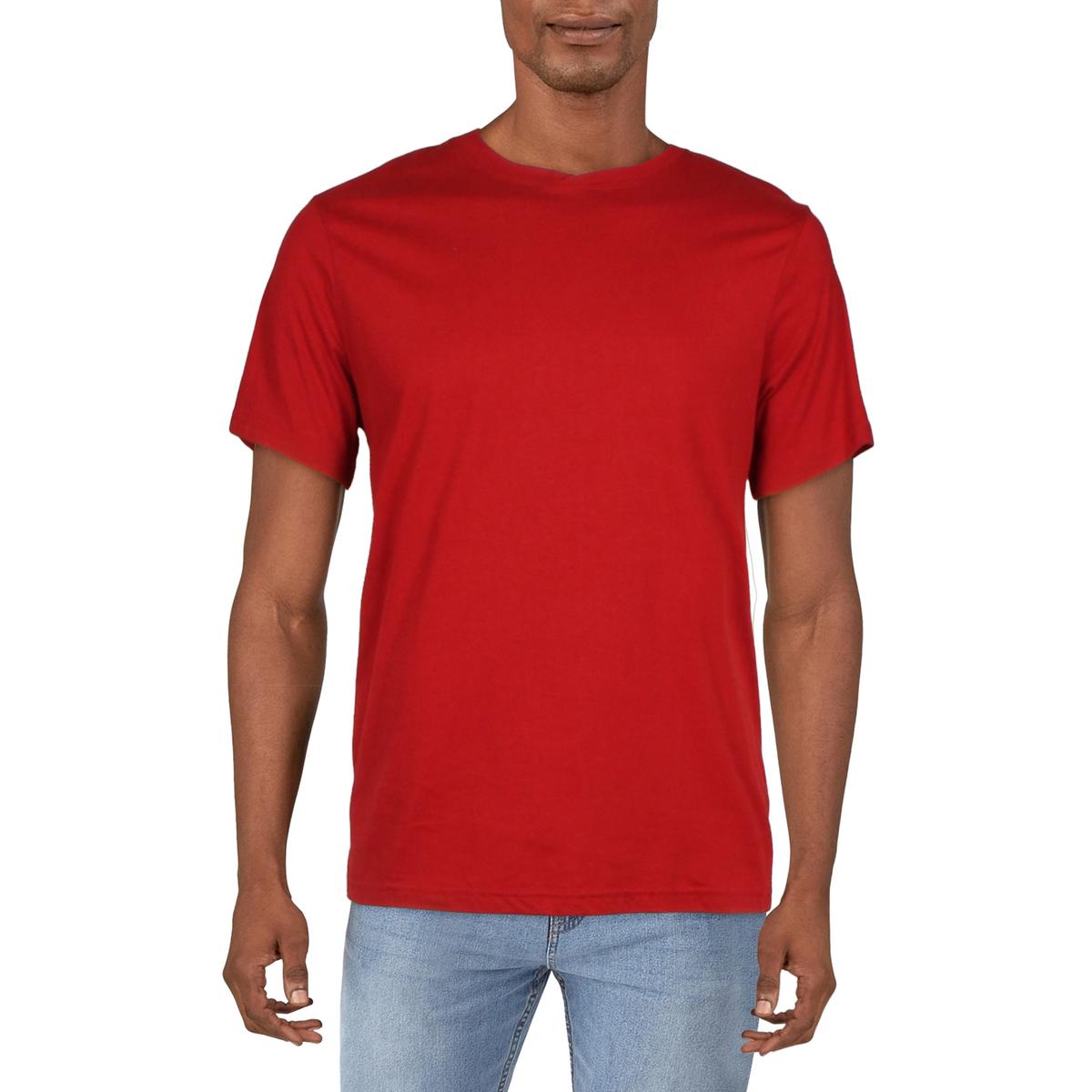 Club Room Mens Comfy Short Sleeve Crewneck Pajama Shirt Red Small