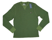 Tommy Hilfiger Men's Thermal Waffle Knit Striped Ranger Shirt Large