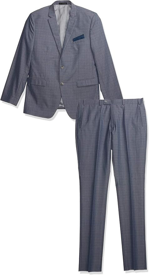 Perry Ellis Mens Extra-Slim fit 2 Piece Suit 40 R Pants 34 / 32 Gray