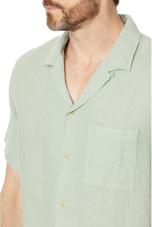 Lucky Brand Mens Classic fit Short Sleeve Button-Up Shirt Medium Green Solid