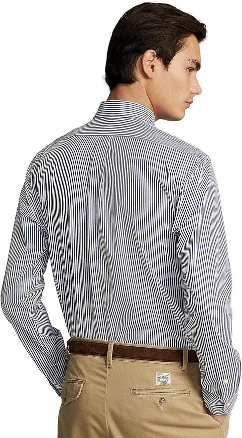 Polo Ralph Lauren Cotton Blend Poplin Check Slim Fit Button Down Shirt Blue XL