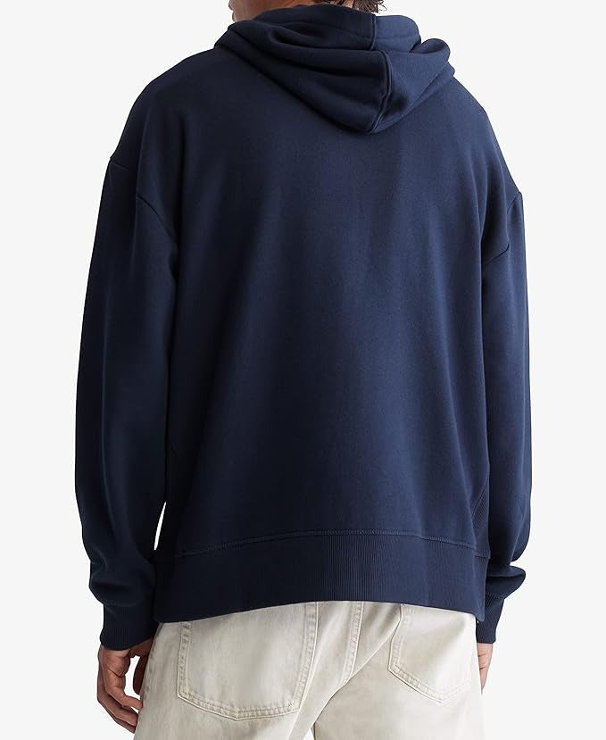 Calvin Klein Men's Logo Fleece Full Zip Hoodie Sweatshirt Large Navy Blue