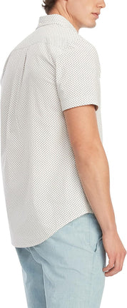 Tommy Hilfiger Men's Big Tall Regular Fit Geometric Button Down Shirt White 6XL