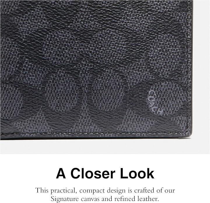 Men's Coach Signature Coated Canvas & Leather Coin Wallet - Black CHARCOAL