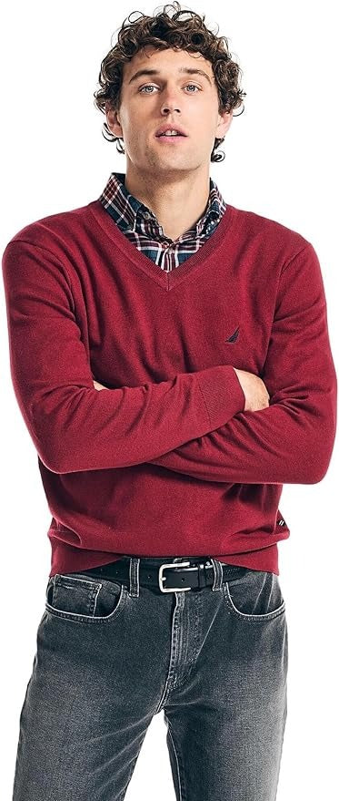 Nautica Men's Navtech Performance Classic-Fit Soft V-Neck Sweater XXL 2XL Red