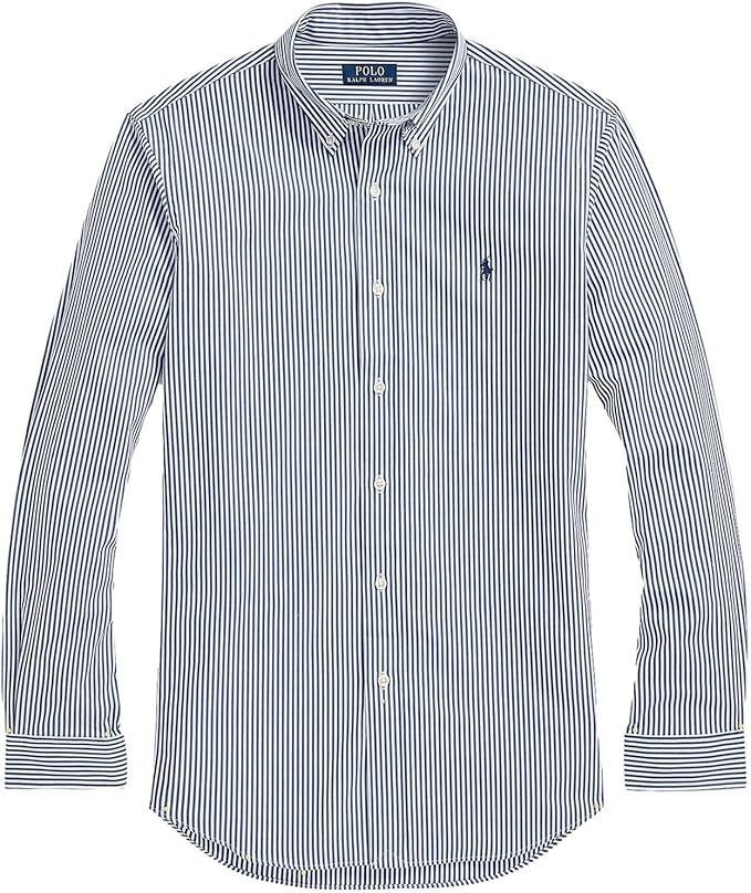 Polo Ralph Lauren Cotton Blend Poplin Check Slim Fit Button Down Shirt Blue XL