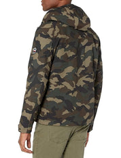 TOMMY HILFIGER Men's Sherpa-Lined Softshell Hooded Jacket Medium Green Camo