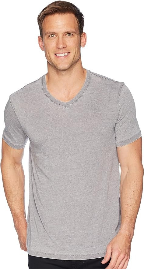 Lucky Brand Men's Burnout V-Neck Short Sleeve T-Shirt XL Frost Gray