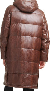 DKNY Men's Long Down Puffer Parka Coat Large Brown