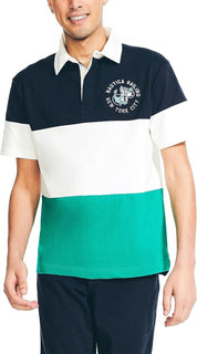 Nautica Men's Navy Relaxed Fit Rugby Polo Shirt Large Dark Blue