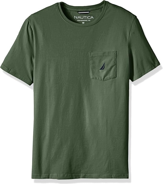 Nautica Men's Classic-Fit Solid Crew Neck Pocket T-Shirt Large Dark Olive Green