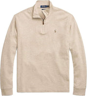 Polo Ralph Lauren Mens Half Zip French Rib Cotton Sweater Beige Large