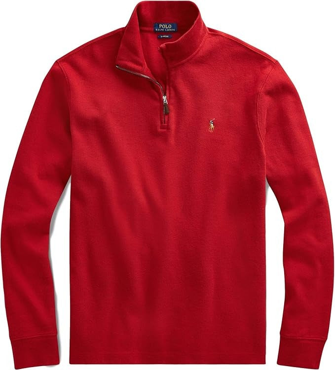 Polo Ralph Lauren Men's Estate-Rib Quarter Zip Sweater Large Red