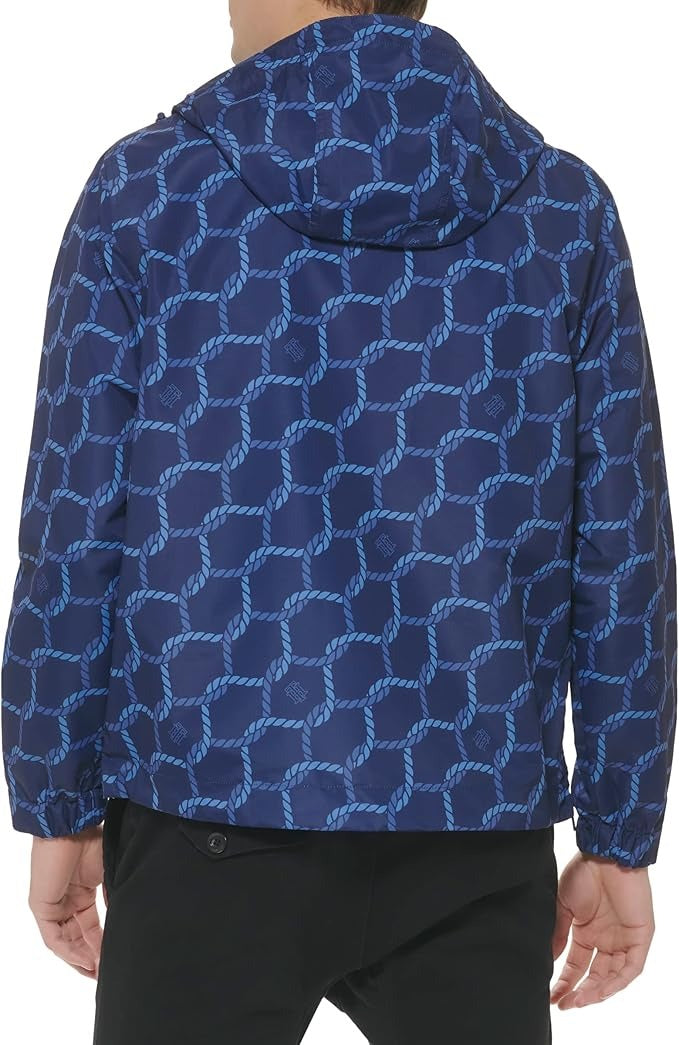 Tommy Hilfiger Men's Lightweight Logo Popover Jacket Medium Blue